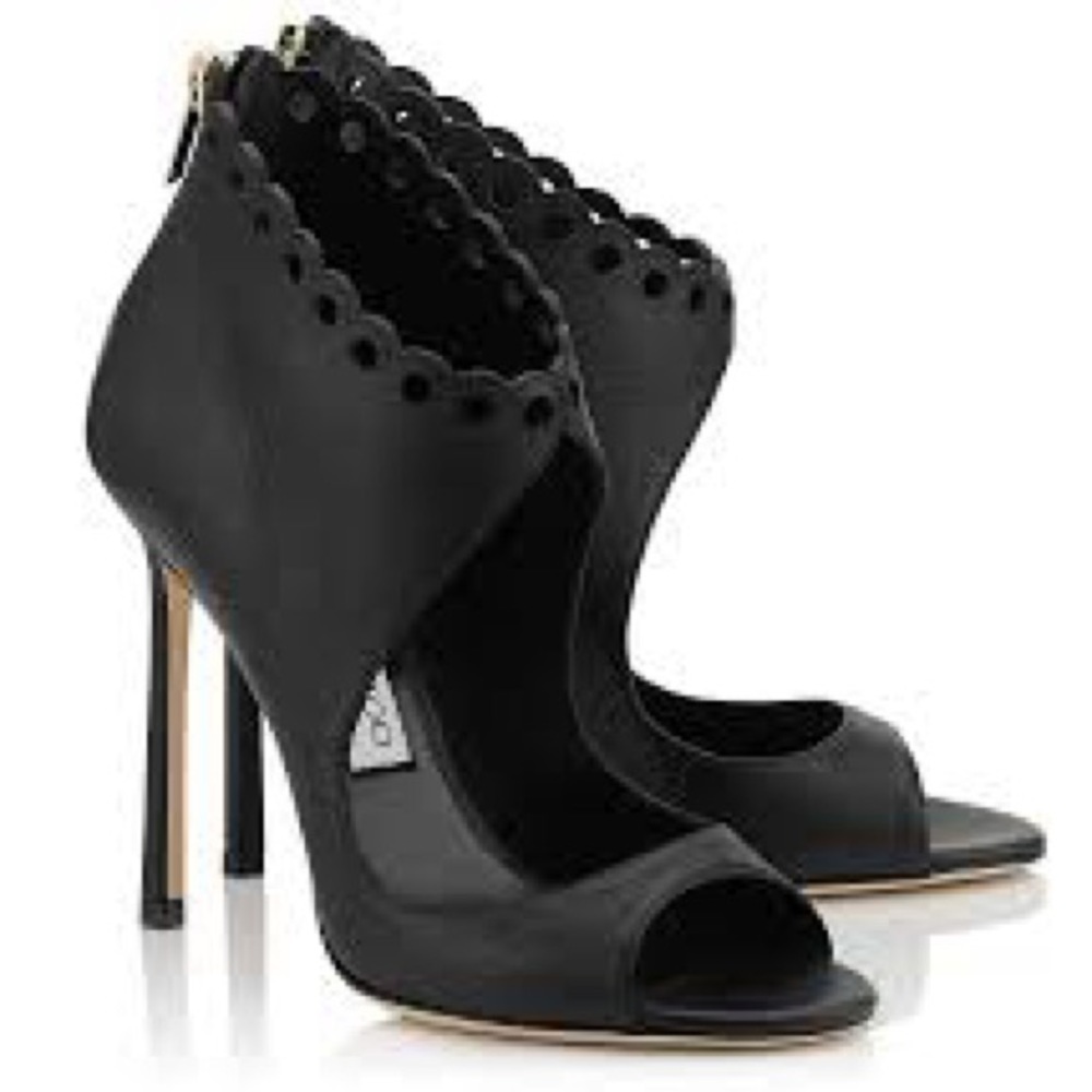 Jimmy Choo Blythe 110 Black Grainy Leather Sandals Size 41 - Picture 2 of 5